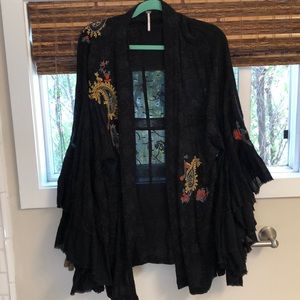 Beautiful black embroidered kimono style jacket